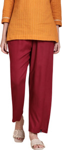 TWIN BIRDS Relaxed Women Maroon Trousers