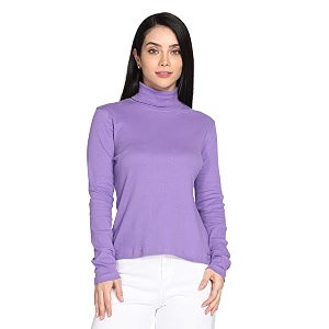 TWIN BIRDS Women Cotton Turtle Neck Ribbed