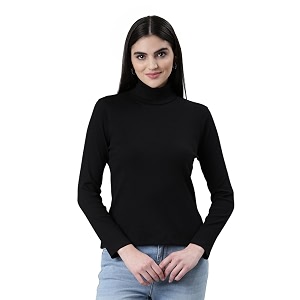 TWIN BIRDS Women Cotton Turtle Neck Ribbed