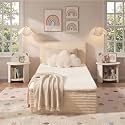 Twin Boneless Bed Frame with Mattress, 16 Inch Memory Foam Mattress with Plush Fabric Upholstered Bed Frame Platform, No Assembly Required,Cool Night &amp; Relieve Pressure with Medium Support, Beige