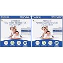 Twin Extra Long (XL) Mattress Protector Zippered Bed Bug Waterproof Encasement Hypoallergenic Premium Quality Cover Protects Against Dust Allergies White (Pack of 2)