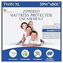 Twin Extra Long (XL) Mattress Protector Zippered Bed Bug Waterproof Encasement Hypoallergenic Premium Quality Cover Protects Against Dust Allergies White