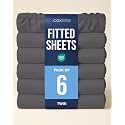 Twin Fitted Sheet - Pack of 2 Single Fitted Bottom Sheet Only - Dark Grey
