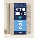 Twin Fitted Sheet - Pack of 2 Single Fitted Bottom Sheet Only - Wheat
