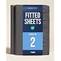 Twin Fitted Sheet - Pack of 2 Single Fitted Bottom Sheet Only - Dark Grey