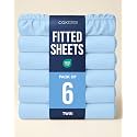 Twin Fitted Sheet - Pack of 2 Single Fitted Bottom Sheet Only - Light Blue