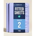 Twin Fitted Sheet - Pack of 2 Single Fitted Bottom Sheet Only - Lavender