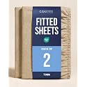 Twin Fitted Sheet - Pack of 2 Single Fitted Bottom Sheet - Heathered Tan