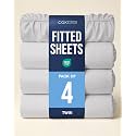 Twin Fitted Sheet - Pack of 4 Single Fitted Bottom Sheet Only - French Grey