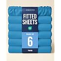 Twin Fitted Sheet - Pack of 6 Single Fitted Bottom Sheet Only - Denim Blue