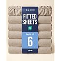 Twin Fitted Sheet - Pack of 6 Single Fitted Bottom Sheet - Heathered Beige