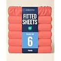 Twin Fitted Sheet - Pack of 6 Single Fitted Bottom Sheet Only - Coral