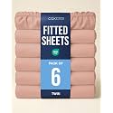 Twin Fitted Sheet - Pack of 6 Single Fitted Bottom Sheet Only - Mauve