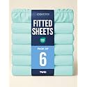 Twin Fitted Sheet - Pack of 6 Single Fitted Bottom Sheet Only - Spa Blue