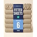 Twin Fitted Sheet - Pack of 6 Single Fitted Bottom Sheet - Heathered Tan
