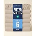 Twin Fitted Sheet - Pack of 6 Single Fitted Bottom Sheet Only - Cream
