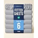 Twin Fitted Sheet - Pack of 6 Single Fitted Bottom Sheet Only - Steel Blue