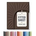 Twin Fitted Sheet - Single Fitted Sheet Only - 8-16" Deep Pockets - Brown
