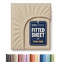 Twin Fitted Sheet - Single Fitted Sheet Only - 8-16" Deep Pockets - Cream
