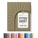 Twin Fitted Sheet - Single Fitted Sheet Only - 8-16" Deep Pockets - Khaki
