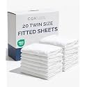 Twin Fitted Sheet - Single Fitted Sheet Only - 8-16" Deep Pockets - White
