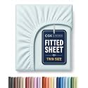 Twin Fitted Sheet - Single Fitted Sheet Only - Deep Pockets - Ice Blue