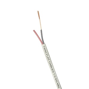 twin flat 10 mm 2 core flexible copper wires amp cables with triple layer pvc insulation white 30 meters  100 feet