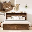 LUXOAK Full Murphy Cabinet Bed with with Storage &amp; Charging Station