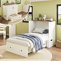LUXOAK Twin Murphy Cabinet Bed with with Storage &amp; Charging Station