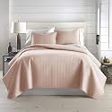 Twin Quilt Bedding Set with 1 Quilted Pillow Sham, Blush Pink Coverlet
