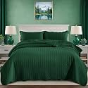 Twin Quilt Set Bedspread Coverlet Microfiber Bedding Leaf Emerald 68x86