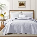 Twin Quilt Set Bedspread Microfiber Bedding Floral White 68x86