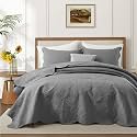 Twin Quilt Set Bedspread Microfiber Bedding Floral Grey 68x86