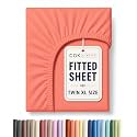 Twin XL Fitted Sheet - College Dorm Room Essentials - Coral