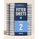 Twin XL Fitted Sheet - Pack of 2 College Dorm Essentials - Grey Stripes