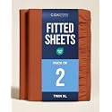 Twin XL Fitted Sheet - Pack of 2 College Dorm Essentials - Terracotta