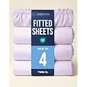 Twin XL Fitted Sheet - Pack of 4 College Dorm Essentials - Light Lavender