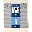 Twin XL Fitted Sheet - Pack of 6 College Dorm Essentials - Steel Blue