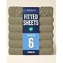 Twin XL Fitted Sheet - Pack of 6 College Dorm Essentials - Khaki