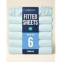 Twin XL Fitted Sheet - Pack of 6 College Dorm Essentials - Ice Blue