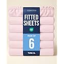 Twin XL Fitted Sheet - Pack of 6 College Dorm Essentials - Lavender Pink