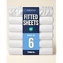 Twin XL Fitted Sheet - Pack of 6 College Dorm Essentials - Antique White