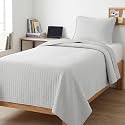 Twin XL Quilt Bedding Set with 1 Quilted Pillow Sham, Light Grey Quilts