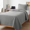Twin XL Quilt Set with 1 Matching Quilted Pillow Sham, Steel Grey Quilts