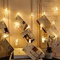 Twinkle Star 10ft 20 Photo Clips String Lights Battery Operated Fairy String Lights with Clips for Hanging Pictures, Cards, Artwork, Warm White