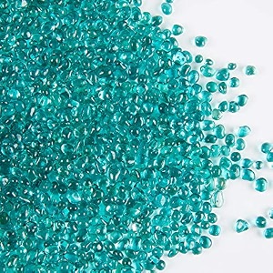 twinkling high luster round fire glass stonesglass marbles pebblesglass beads gems for fire pit vase fillers crafts aquarium garden decoration3-6mm1-pound jar turquoise