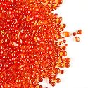 TWINKLING High Luster Round Fire Glass Stones, Marbles, Pebbles, Beads Gems for Fire Pit Vase Fillers Crafts Aquarium Garden Decoration, 3-6mm, 1-Pound Jar (Orange Red)