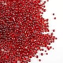 TWINKLING High Luster Round Fire Glass Stones,Glass Marbles Pebbles,Glass Beads Gems for Fire Pit Vase Fillers Crafts Aquarium Garden Decoration,3-6mm,1-Pound Jar (Red)