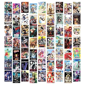 twinster aesthetic anime wall stickers collage kitset of 63 poster for room decoration home dcor items for anime lovers self-adhesive size40x60 inches
