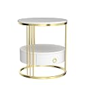 Twist Home Small Round Table, 2 Tier Wooden End Table/Bed Side Table/Nightstand for Living Room/Bedroom/Small Space home décor living room bedroom furniture-golden white